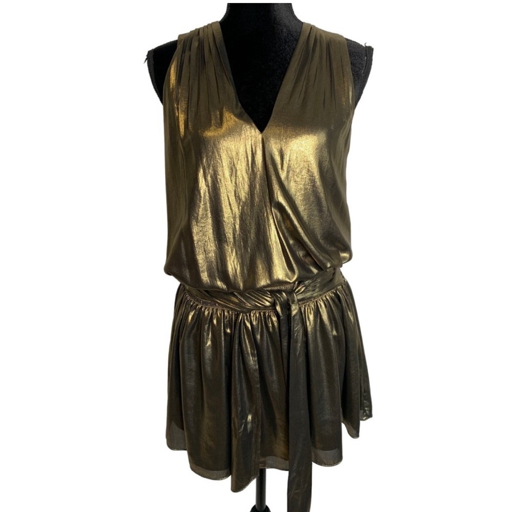 Ramy Brook glam Vega gold mini dress